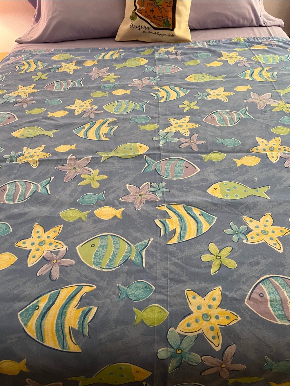 Sea life shower curtain.